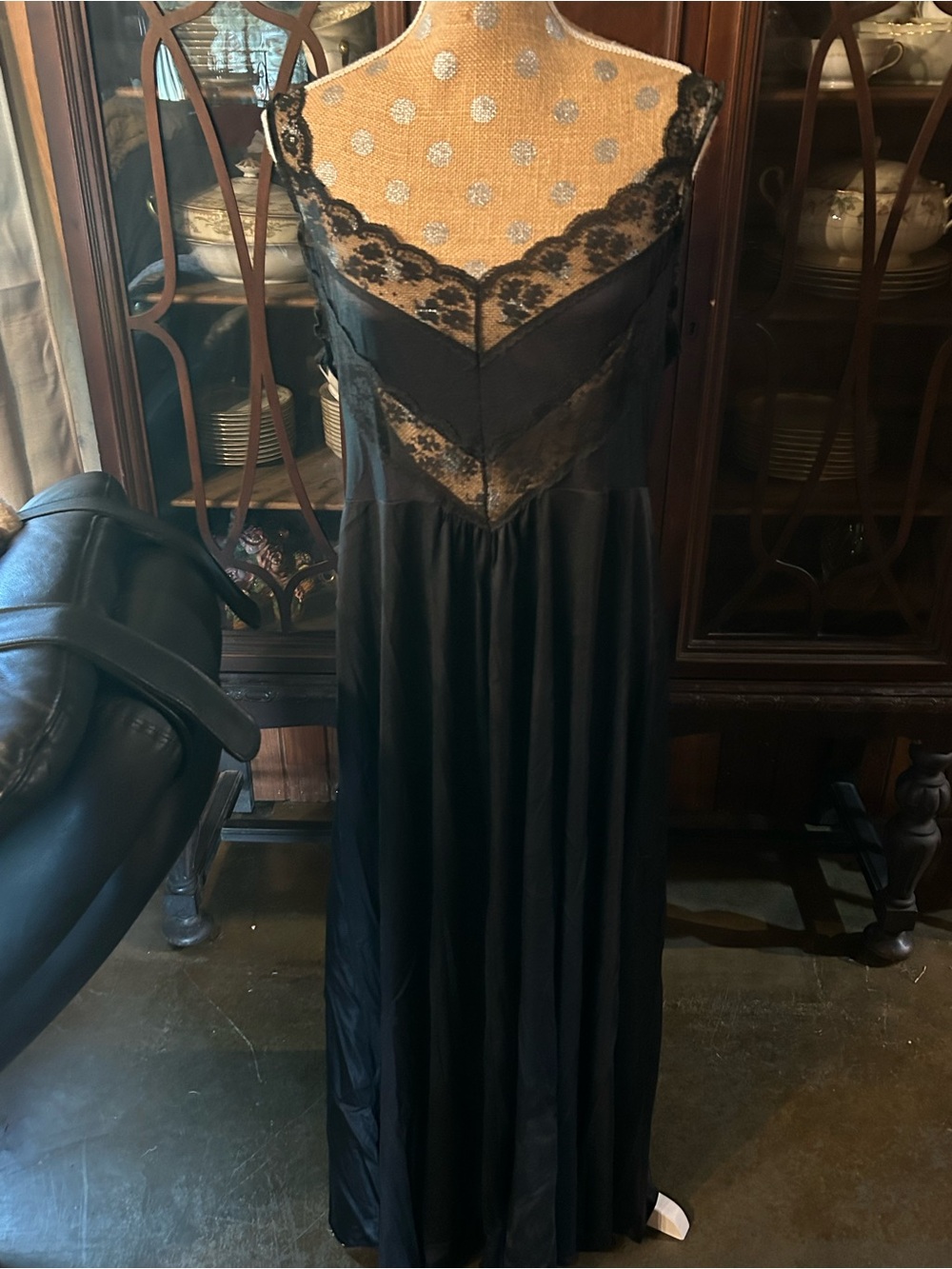 Vintage Petra Fashions black Lace-Trim Long Slip Nightgown - Women Intimates